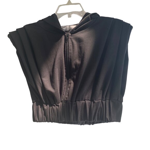 Roma Concept Tops - ROMA CONCEPT by Rosee Size L Black Sleeveless Hoodie Crop Sweatshirt Top